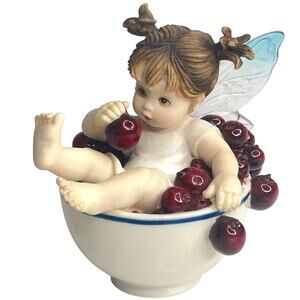 My Little Kitchen Fairies LITTLE CHERRY FAIRIE Bowl Cherries Fairy Girl Figurine